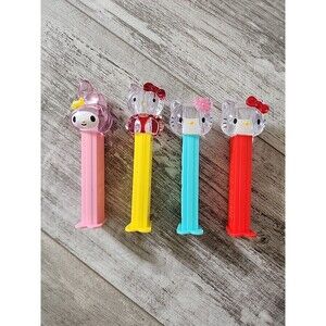 Hello Kitty My Melody RARE Clear Head PEZ  Dispensers Collectible Shelf Sitters